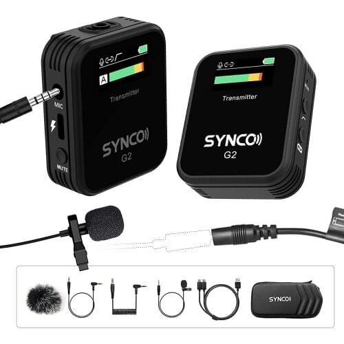 SYNCO G2 G2(A1) G2(A2) 2.4GHz-Wireless-Lavalier-Microphone-System for Smartphone Laptop DSLR Tablet Camcorder Recorder