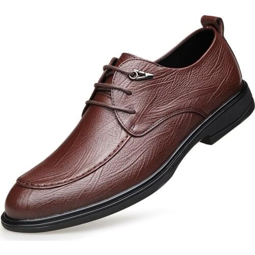 Luxury Genuine Leather Mens Dress Shoes Brown Black Lace Up Casual Leather Shoes Soft Bottom Mens Outdoor Driving Shoes