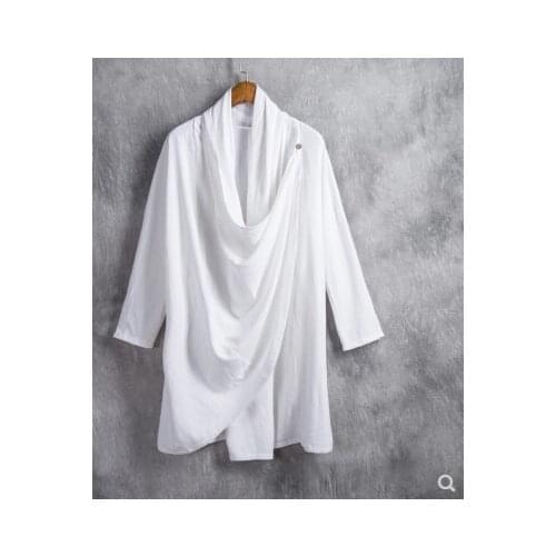 Chinese style improved Tang suit Hanfu mens cotton and linen coat retro style mens youth linen costume Chinese shirt