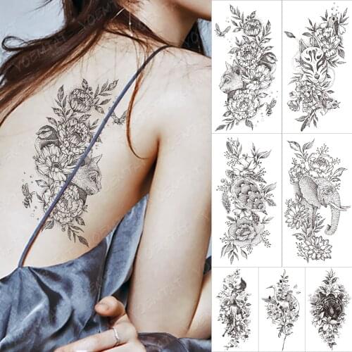 Waterproof Temporary Tattoo Sticker Cat fox flowers bee lines Flash Tattoos Tiger fox snake Body Art Arm Fake Tatoo Women Men