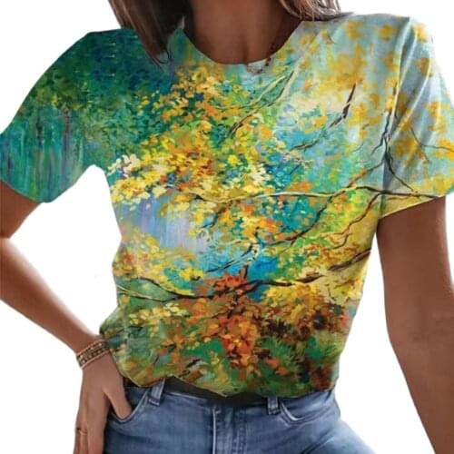 New Arrival 2021 Summer Women Fashion City Casual Loose O-Neck Print Short Sleeve Tops Big Size Splice Hedging 4XL 5XL T-Shirts