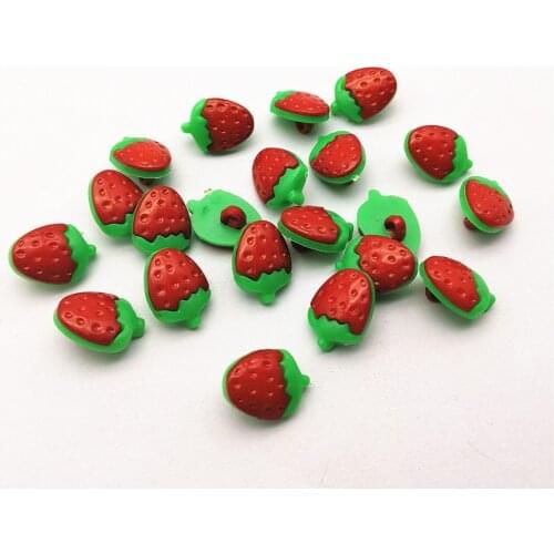 100pcs 11x15mm Red Plastic Strawberry Buttons Shank Dress Sweater Sewing Baby Fancy DIY Button