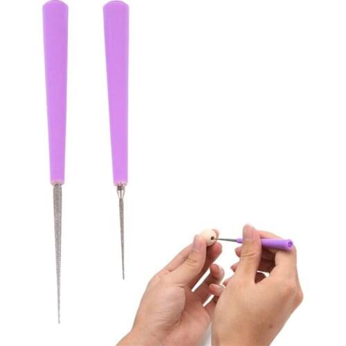 2Pcs Pearl Glass Bead Hole Reamer Burr Beading Hole Enlarger Tool Set Needle Opener Drill Puncher Pearl Beads Craft DIY Tools