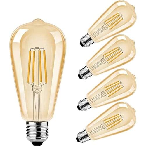 4W 6W 8W LED Edison Bulb Lamp E27 ST64 LED Filament Antique Bulbs Vintage Decorative Lights Retro Incandescent Ampoule