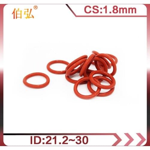 5PCS/lot Red Silicon O-Ring Silicone/VMQ 1.8mm Thickness ID21.2/22.4/23.6/25/25.8/26.5/28/30mm Seal Rubber Gasket Ring Washer