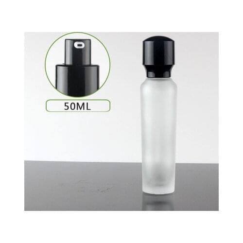 50ml frosted glass bottle black pump for serum/lotion/emulsion/foundation complex recovery skin care cosmetic packing