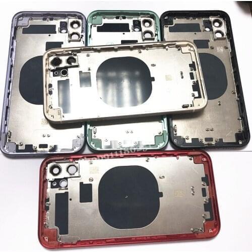 6Pcs Original Quality Back Glass Middle Frame Chassis Full Housing Assembly Battery Cover For IPhone 11 Door with full Sim Tray