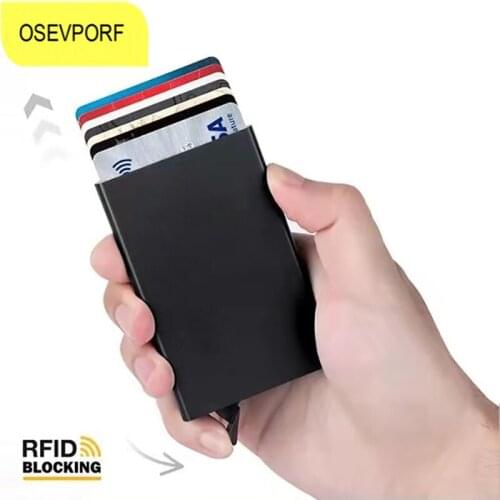 Automatic Pop up Bank Card Case RFID Protection Mini Aluminum Wallet Card Holder for Bank Credit Business Anti-theft Card Case