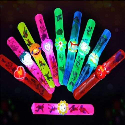 Colorful Led flashing Clap Circle Hand bracelet Cartoon figures & animals Slap Bracelet Gifts wristband pvc bangle