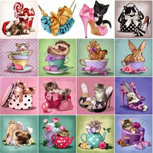 DIY Diamond Painting Animal Dog Cat Cross Stitch Handicraft Diamond Embroidery Animal Mosaic Picture of Rhinestones Home Decor