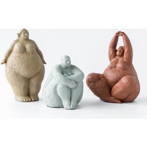 Fat Woman Sculpture Resin Abstract Fat Lady Figurines Nordic Creative Woman Ornament Home Decoration Room Table Craft Gifts