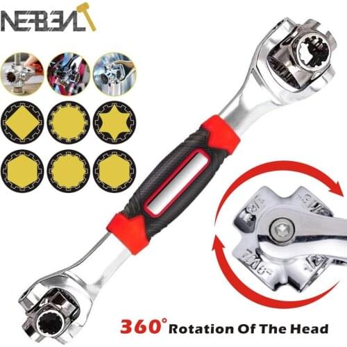 360 Degree Multipurpose Tiger Wrench 8 in 1 Tools Socket Works Universal Ratchet Spline Bolts Torx Sleeve Rotation Hand Tools