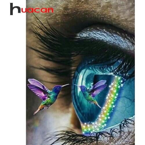 Huacan DIY Diamond Painting 5D Eye Full Square/Round Diamonds Embroidery Kits Bird Decorations Home Gift