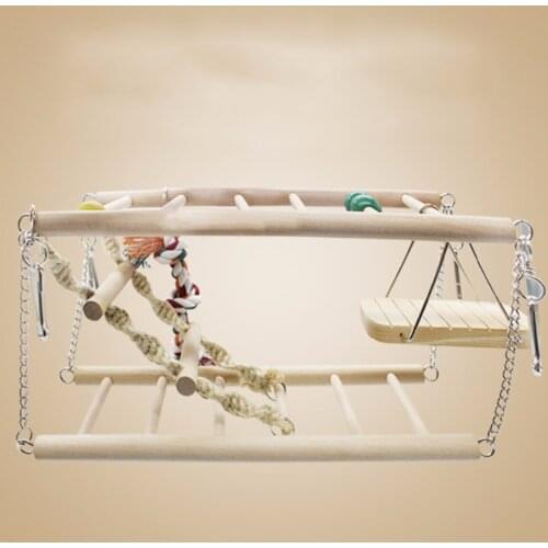 Pet Bird Toys Wooden Ladders Swings Scratcher Climbing Wood Parrot Ladder Swing Toys Cage Accessories Birds Home Decor Supplies