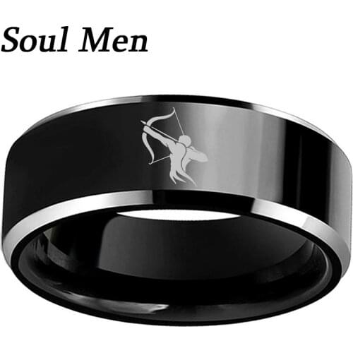 New Black Ring Models for Men 8mm Woman Custom Sagittarius Gemini Tungsten Carbide Wedding Band Size 6 to 13