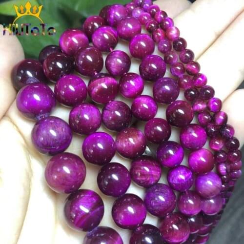 Round Natural Fuchsia Red Tiger Eye Beads Loose Stone Bead For Jewelry Making DIY Bracelet Necklace Charms 15'' 4/6/8/10/12mm