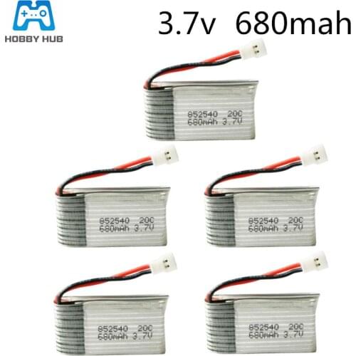 5pcs 3.7v 680mAh Lipo toy Battery 20c For Syma X5SW X5C 905 Cherson CX-30 model aircraft M68 3.7v 680mah 852540 toy lipo battery