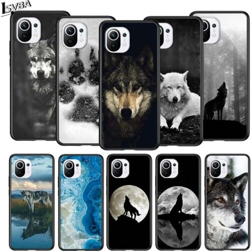 Fashion Black Wolf for Xiaomi Mi 11 10T Note10 Ultra 5G 9 9T SE 8 A3 A2 A1 6X Pro Play F1 Lite 5G Black Phone Case