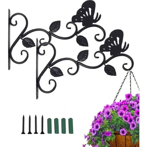 Outdoor Hanging Plants Bracket Iron Art Wall Ornaments Heavy Duty Metal Garden Plants Hooks Hangers for Flower Pot Wind Chimes