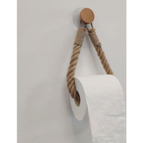 New Hemp Rope Roll Paper Storage Rack Perforated/Punching Free Toilet Paper Storage Hanger 304 Stainless Steel Paper Racks