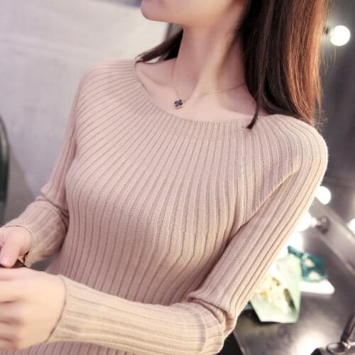 2021 New Sweater woman word led pullovers tight long-sleeved render unlined upper garment to brief paragraph cultivate morality