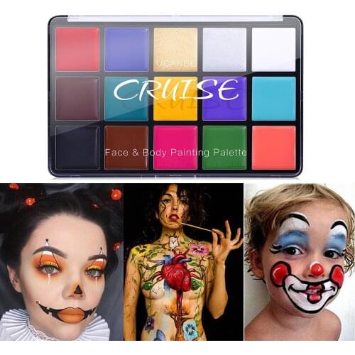 UCANBE Halloween Makeup Oil Base Face Body Painting Safe Kids Tattoo Painting Art Fancy Dress Party Festival Cosmetics Palette
