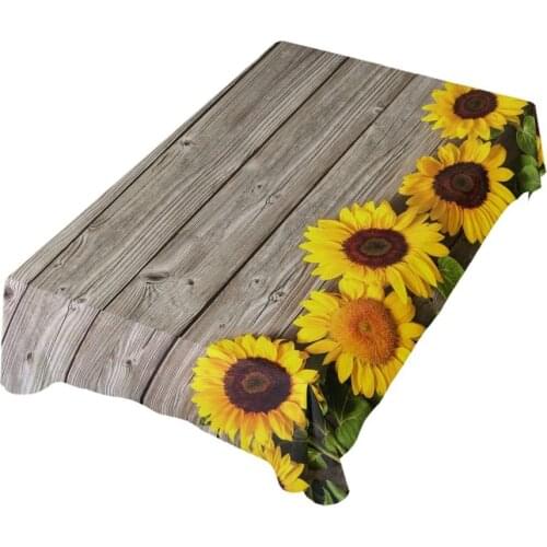 Sunflowers On Wooden Rectangle Tables Cover for Festival Home Decor