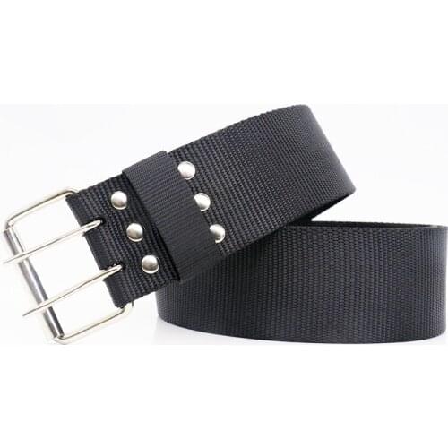 New Unisex Nylon Belts Solid Color Canvas Double Row Pin Buckle Training Men Belt Wild Jeans Women Belt Youth Students Belt