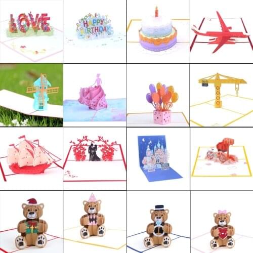 Christmas 3D Up Greeting Cards Postcards Invitations with Envelope Birthday Party Christmas Decor Gift