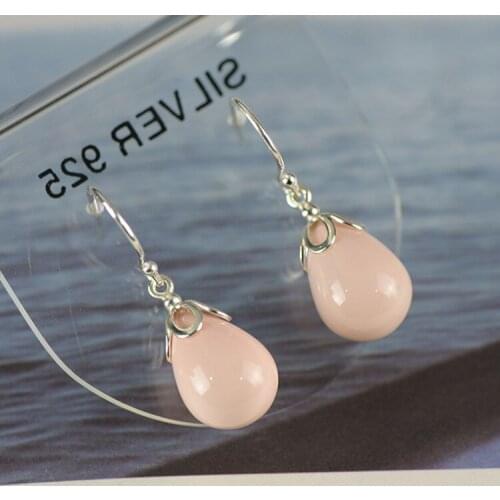 S925 silver carving beads earrings, small fresh maklong, pink girl, simple girl, earrings wholesale