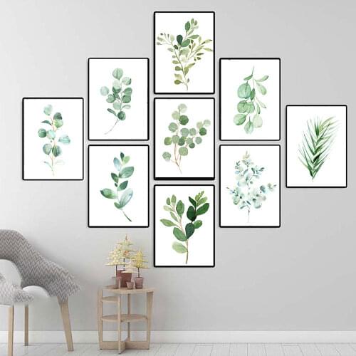 Self-adhesive wall stickers Foliage Wall Art Botanical Print Set Eucalyptus Farmhouse Wall Decor for Living Room Home Decor