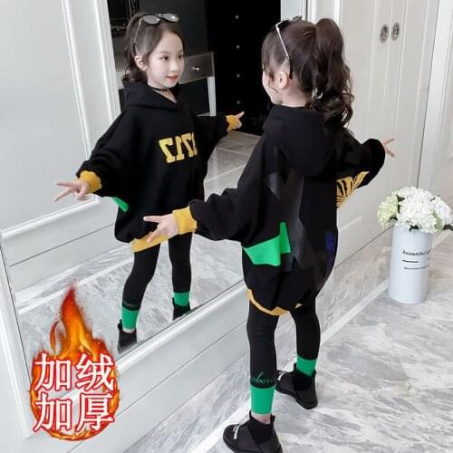 Boys' Girls' Hoodies Sweatshirts Babys Kids Outwear 2021 Sweet Plus Velvet Thicken Winter Autumn Top Cotton Childrens Clothing