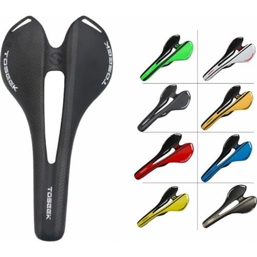 Carbon Fiber MTB Road Bicycle Saddle Hollow Shock Bike Racing Seat Breathable Shock-absorbing Soft Light Weight Cycling Parts