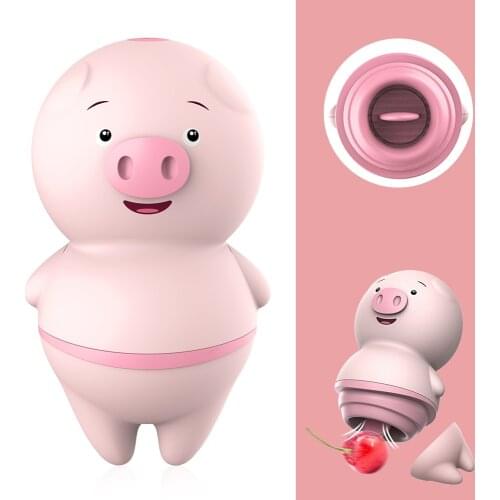 Piggy-shaped Tongue Licking Vibrator 6-frequency Clitoris Vaginal Stimulator Silicone Adult Sex Product Nipple Massager Toys Sex