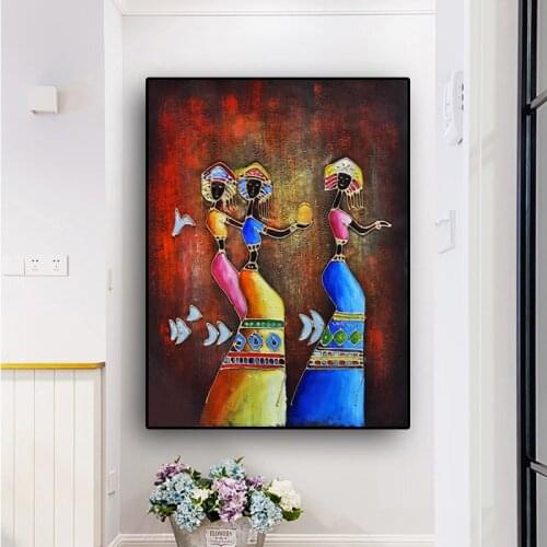 Vintage African Woman Abstract Oil Painting on Canvas Posters and Prints Scandinavian Canvas Art Wall Picture for Living Room