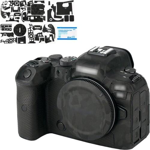 Kiwi Anti-Scratch Camera Body Sticker Anti-slide Camera Cover Decoration for Canon EOS R6 Protective Skin Film Kit Shadow Black