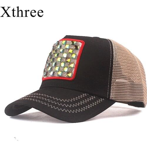 Xthree New Summer Rhinestone Baseball Cap for Women Mesh Cap Snapback Hat Bone Cap Gorras Casual Casquette Girl Baseball Hat