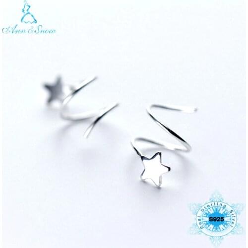 Christmas Pure 925 Sterling Silver Women Cute Girls Earrings 100% 925 Fine Jewelry Star Spiral Real Silver Earring