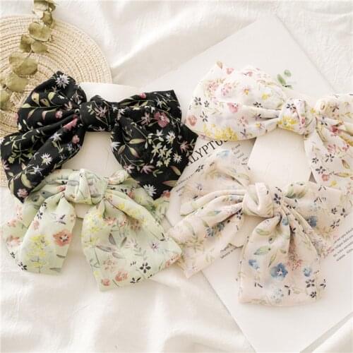 Korean New Fashion Style Women Hairdress Bowknot Hair Clips Girls High Quality Floral Hairpins Hot Sale Fabric Hair Accessories