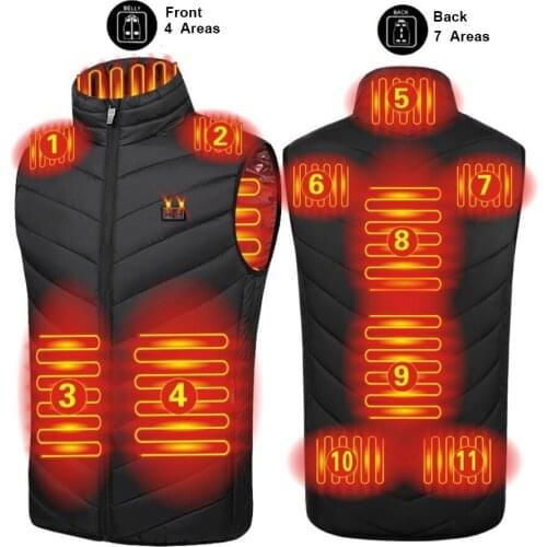 2-11 Areas 2021 Men Outdoor USB Infrared Heating Vest Jacket Men Winter Electric Thermal Clothing Waistcoat For Sports Hiking