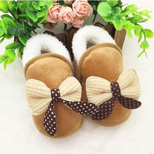Baby Girls Winter Botties Toddler First Walker Warm Winter Boots Soft Sole Snow Shoes With Bows