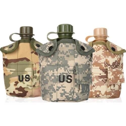 1L Outdoor Military Tactical Water Bottle Army Water Canteen Kettle With Pouch Cup Set For Camping Hiking Backpacking Survival