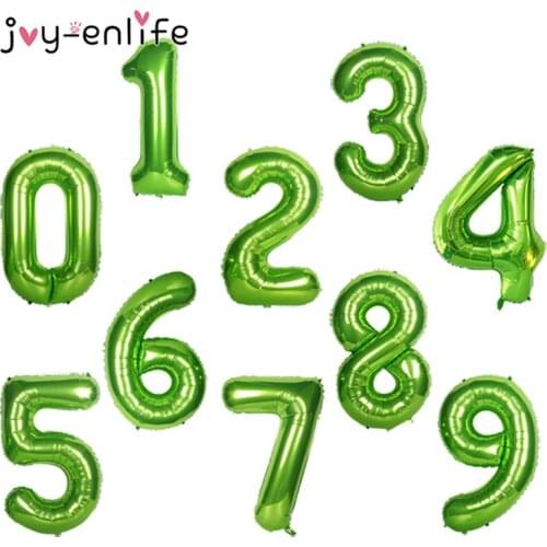 1pcs 40inch Green Number Foil Balloon Helium Balloons Globos Anniversary Wedding Decoration Baby Shower Birthday Party Supplies