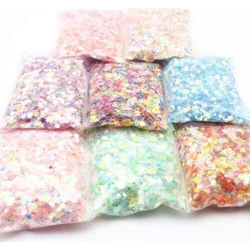 10-20g Mix Color Size Rouge Pink Blue Transparent Flake Sequins Facial Nail Decoration DIY Sewing Crafts Confetti Glitter 3-5mm