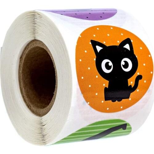 100-500pcs Halloween Round Stickers 8 Designs Sealing Label For Gifts Handmade Envelope DIY decor Kids toys Stationery Stickers
