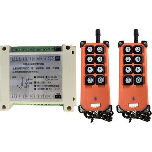 2000m DC 12V 24V 36V 48V 8CH Wireless Remote Control LED Light Switch Relay Output Radio RF Transmitter And 315/433 MHz Receiver