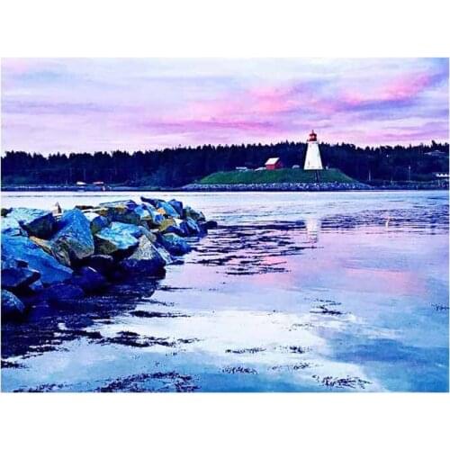 5D DIY Diamond Painting Landscape Beach Tower Cross Stitch Patterns Full Drill Resin Diamond Painting kits for Embroidery