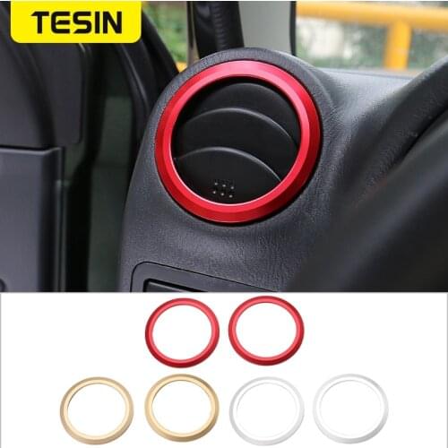 TESIN Aluminium Car AC Vent Outlet Cover Trim Air Conditioning Decorative Ring Stickers for Suzuki Jimny 2007-2017 Accessories