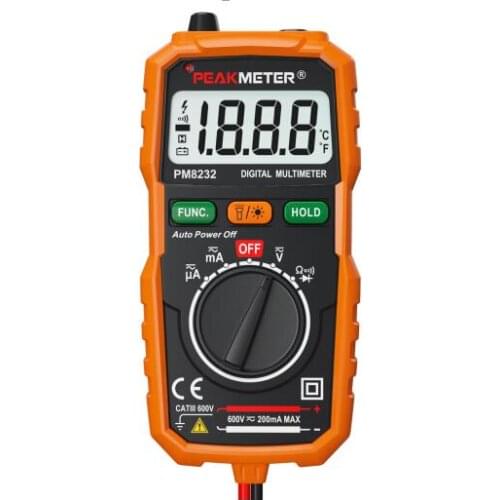 PEAKMETER New Hot Sale Non-Contact Mini Digital Multimeter DC AC Voltage Current Tester PM8232 Ammeter Multi tester