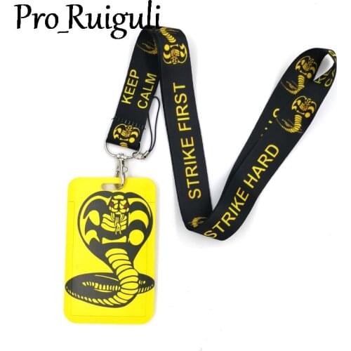 Cobra Kai Snake Fashion Lanyard ID Badge Holder Bus Pass Case Cover Slip Bank Credit Card Holder Strap Card Holder